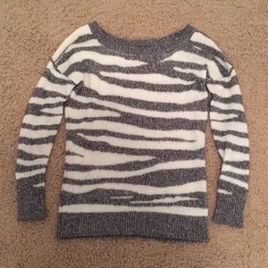 Gray and white zebra sweater